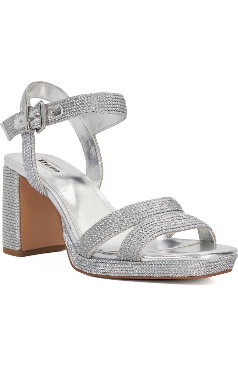 Dune London Manifesting Ankle Strap Sandal, Main, color, Silver