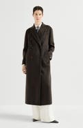 Brunello Cucinelli Hand-crafted coat in cashmere double beaver cloth with monili