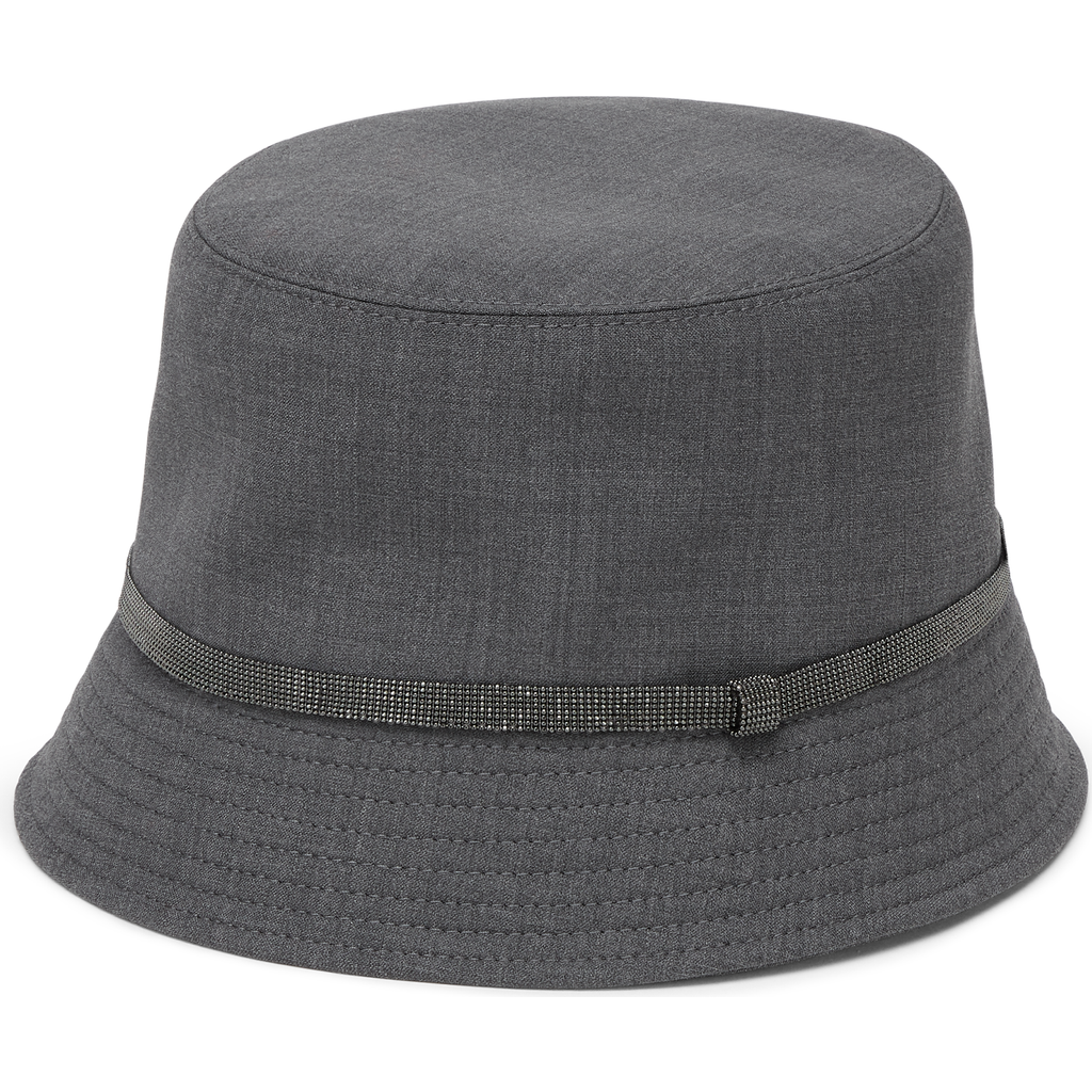 Brunello Cucinelli Monili Chain Detail Bucket Hat In Lignite Grey