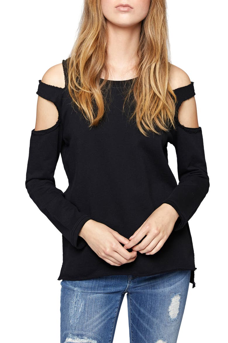 Park Slope Cold Shoulder Sweatshirt, Main, color, BLACK
