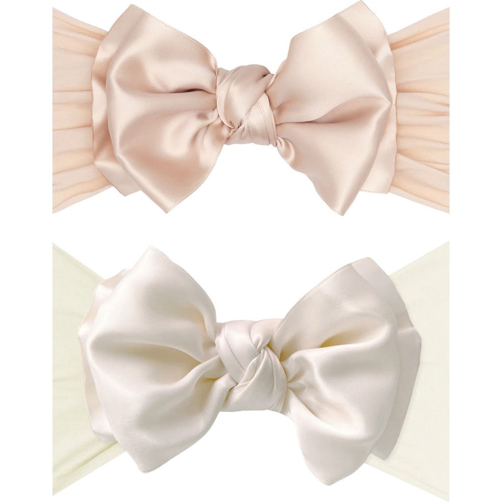 Baby Bling Kids' 2-pack Fab Bow Satin Headbands In Pink