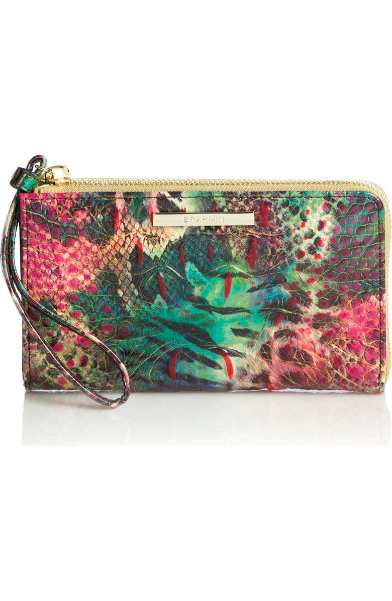 Brahmin Corie Animal Print Croc Embossed Leather Wallet, Main, color,