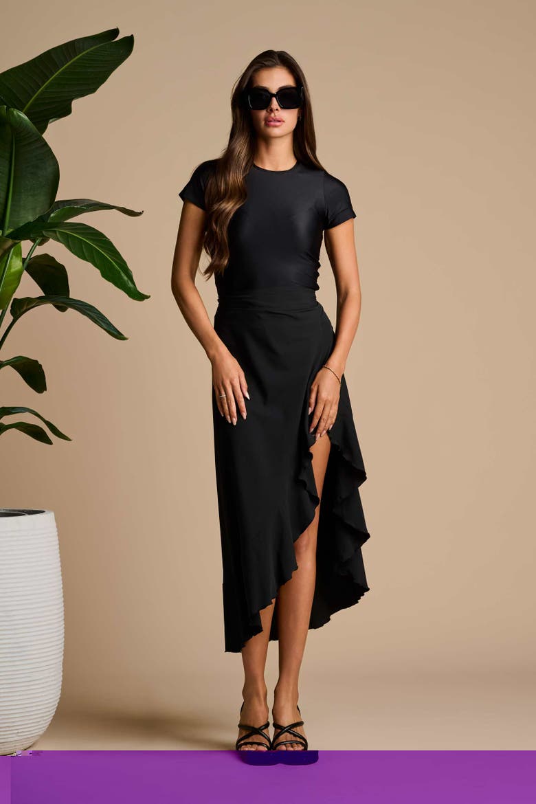 Samos Wrap Skirt, UPF 50+ Sun Protection, Alternate, color, Black