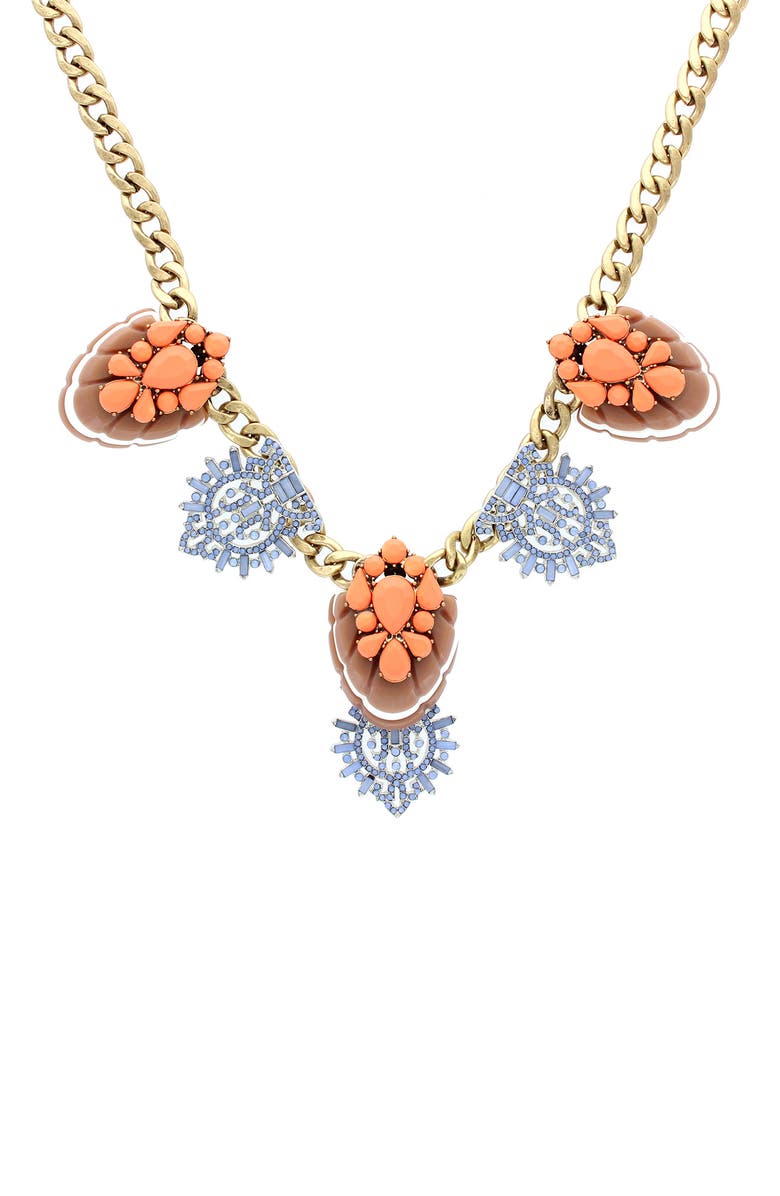 OLIVIA WELLES Zaria Deco Necklace, Main, color, Burnished Gold / Coral