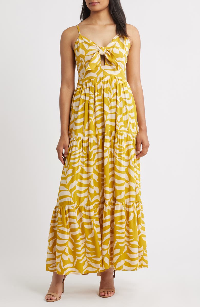 Halogen<sup>®</sup> Tie Front Tiered Maxi Dress, Main, color,