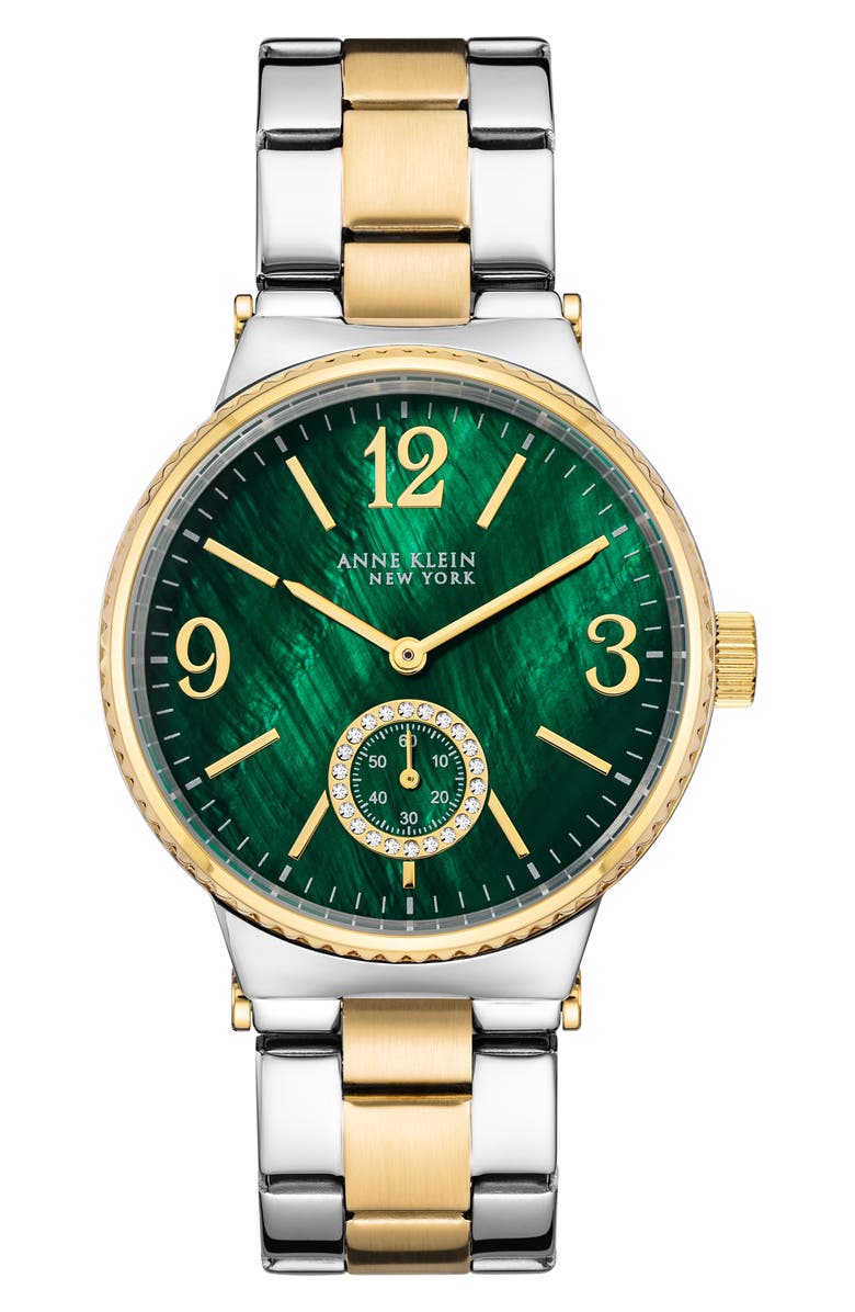 Anne Klein Two-Tone Mother-of-Pearl Bracelet Watch, Main, color,