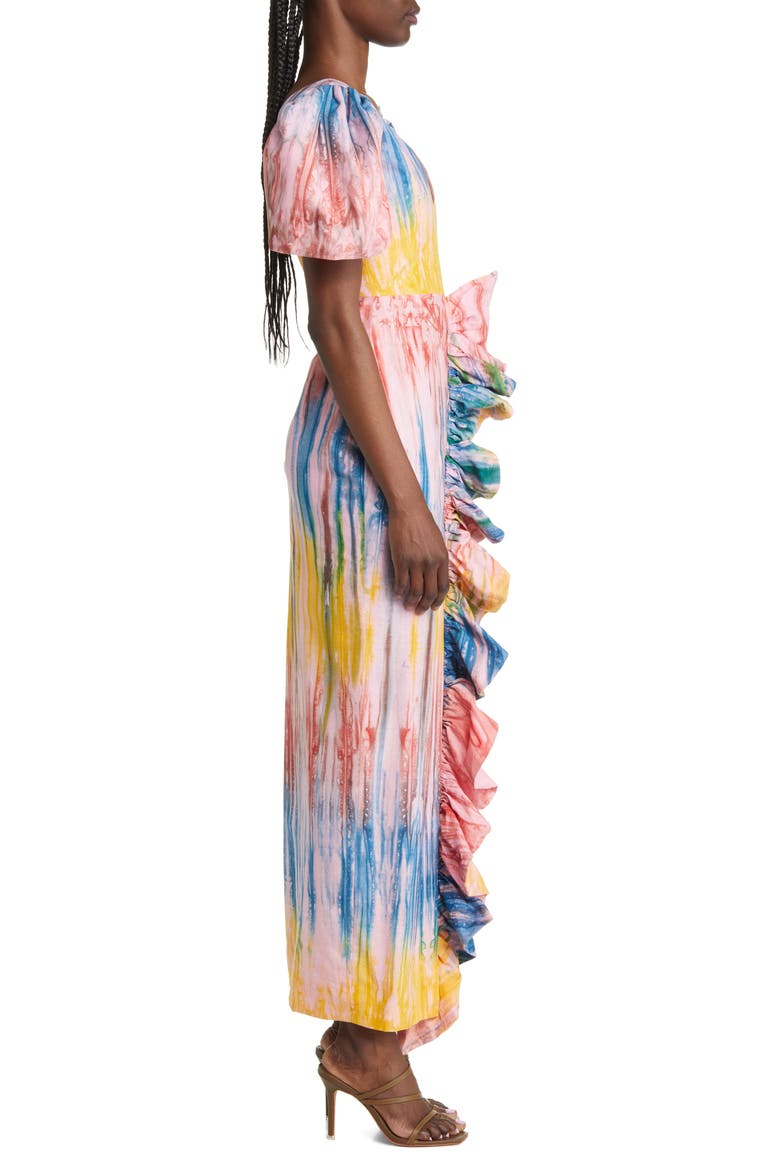 Temi Ruffle Cotton Maxi Dress, Alternate, color, SUNSET MULTI