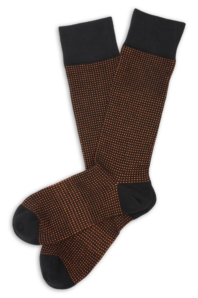 Birdseye Dress Socks, Alternate, color, ORANGE / BLACK