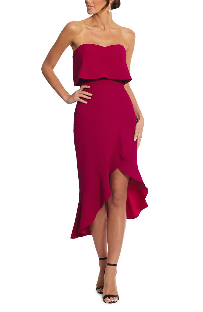 Xscape Evenings Xscape Crepe Bustier Ruffle Skirt Dress, Main, color, 