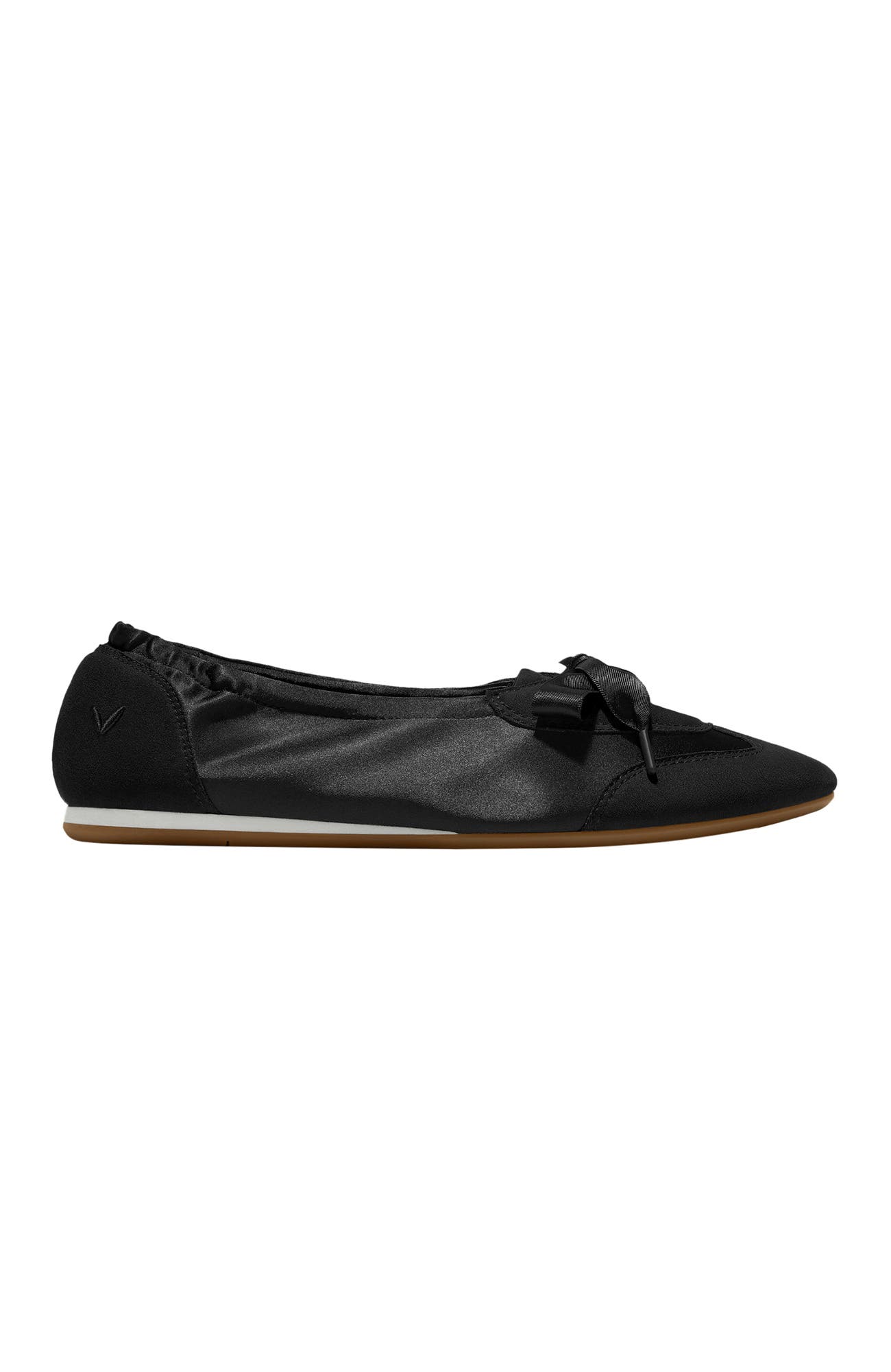VIVAIA Round-Toe Satin Sneakerina, Alternate, color, Black