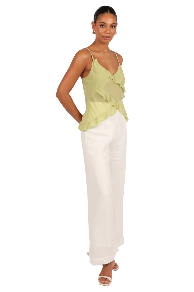 Gabrielle Ruffle Semisheer Camisole, Alternate, color, MEADOW GREEN