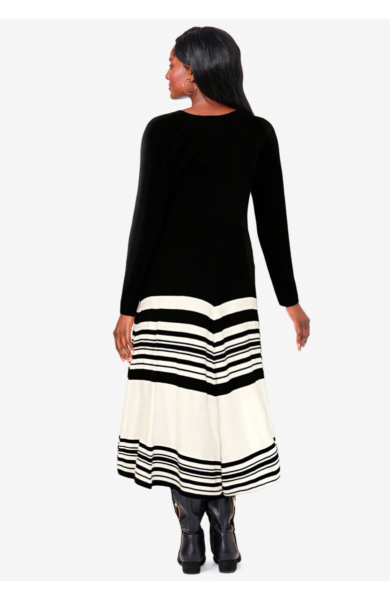 Jessica London Fit and Flare Sweater Dress, Alternate, color, Soft Camel Black