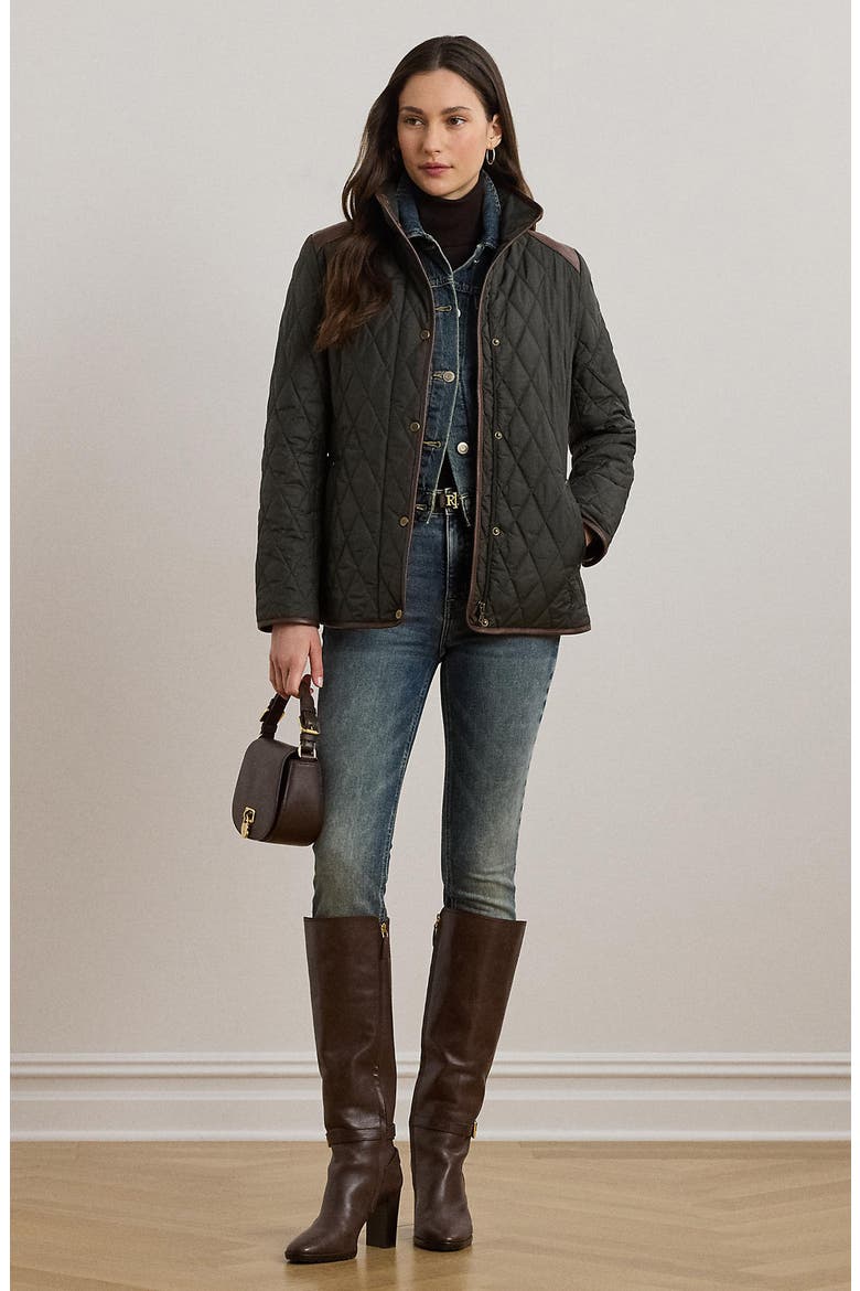 Houndstooth Quilted Barn Jacket, Alternate, color, LITCHFIELD LODEN