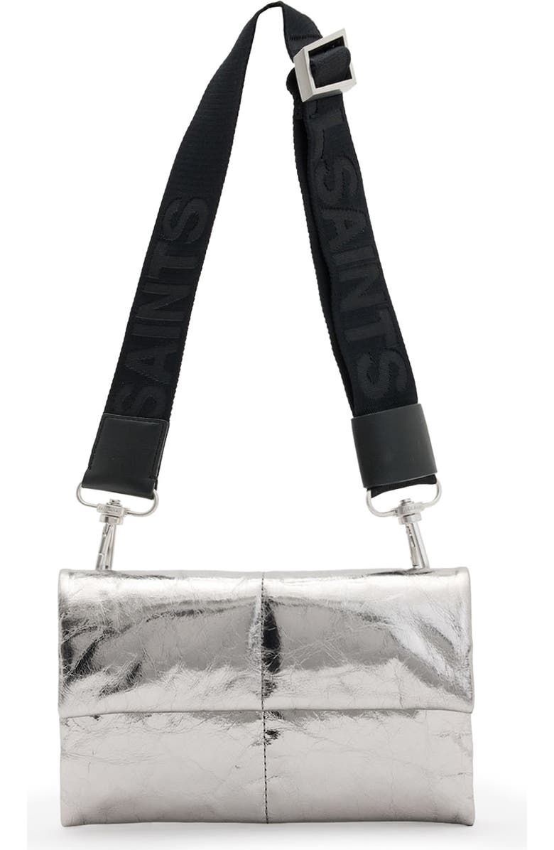 AllSaints Ezra Quilted Metallic Leather Crossbody Bag, Main, color,