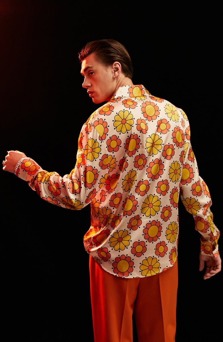 ASOS DESIGN '70s Floral Button-Up Shirt, Alternate, color,