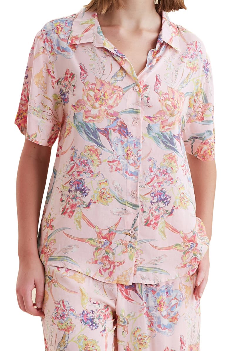 Papinelle Bailey Floral Print Pajamas, Alternate, color, Strawberry Cream