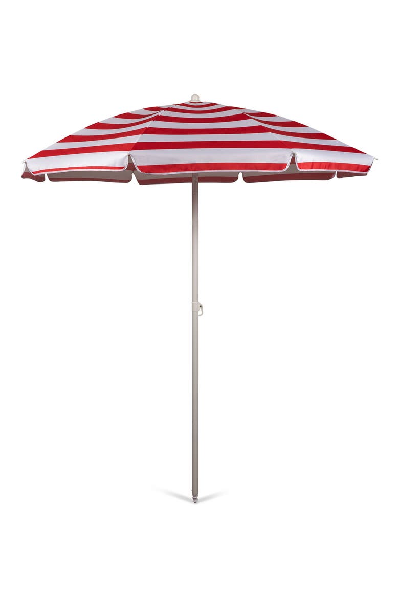 Red Cabana Stripe Portable Beach Umbrella, Main, color, RED