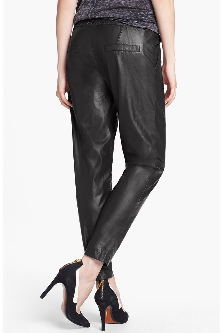 Faux Leather Track Pants, Alternate, color, BLACK