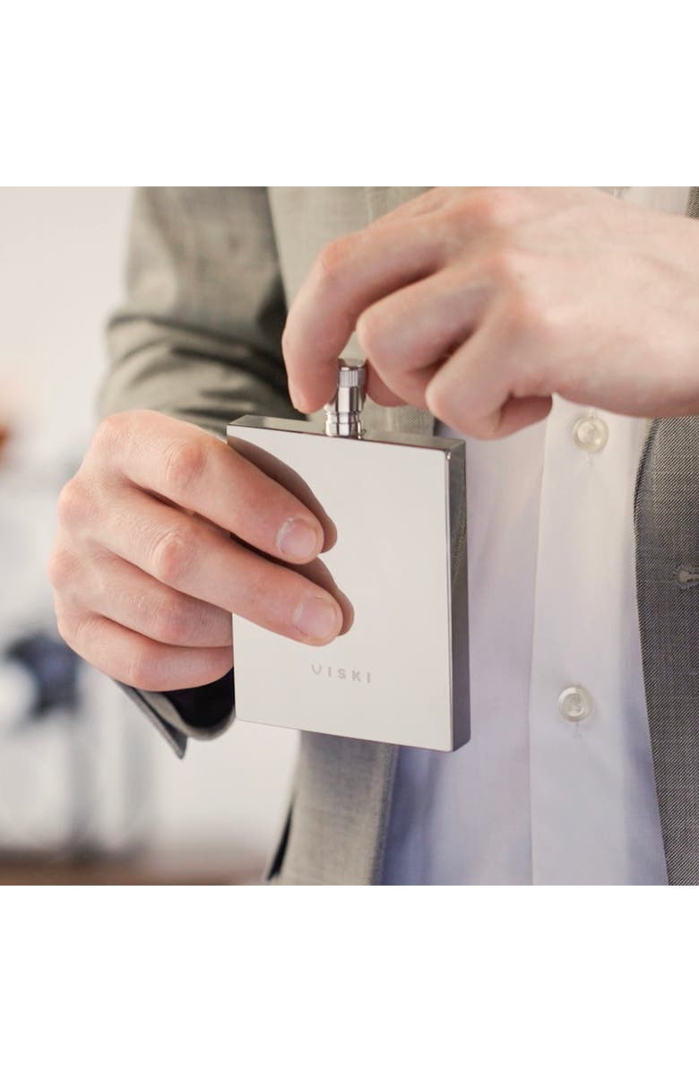 Viski Harrison 2 oz Slim Flask in Stainless Steel, Alternate, color, Silver