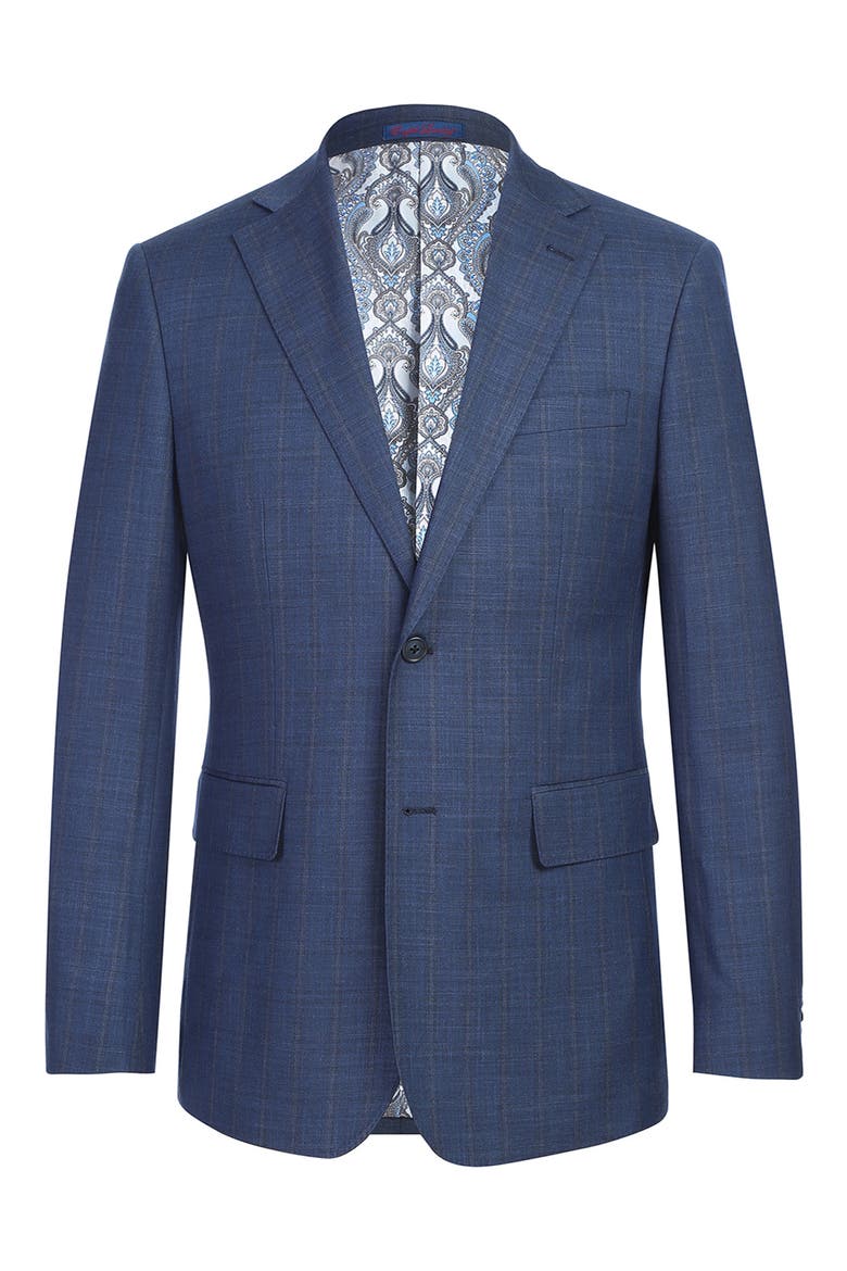 Two-Button Flat Front Suit, Alternate, color, BLUE