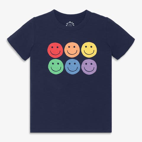 Kids Rainbow Happy Faces Tee (Toddler, Little Kid, Big Kid)
