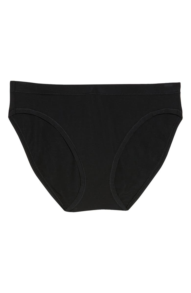 Wacoal Understated Cotton Blend Bikini, Alternate, color, Black