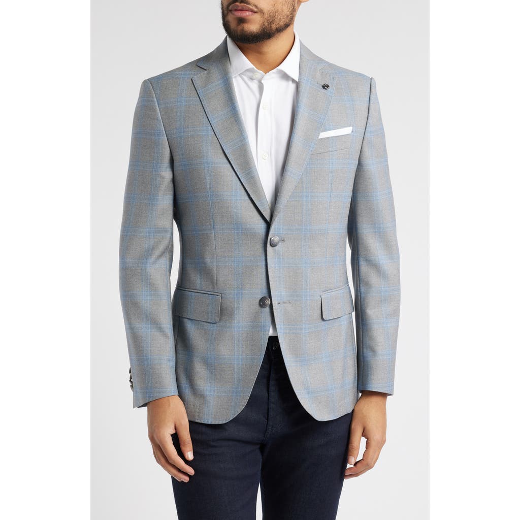 Shop Hugo Boss Boss Hutson Slim Fit Windowpane Check Wool Sport Coat In Silver Grey