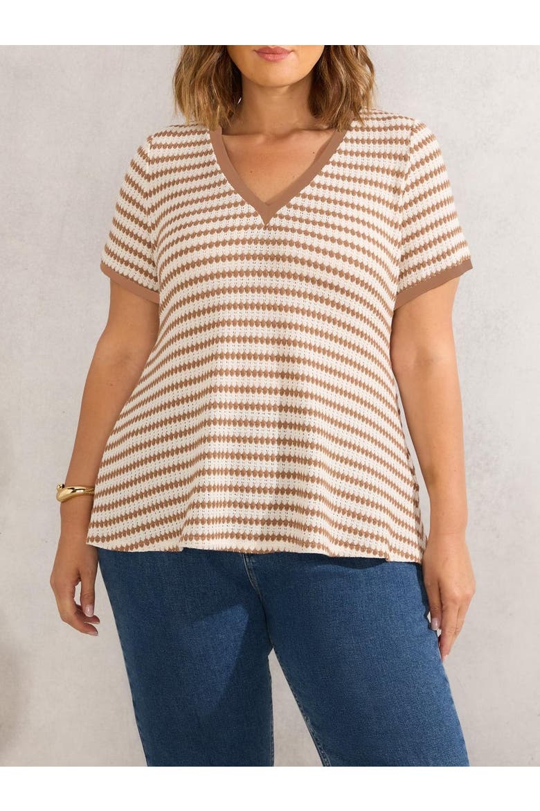 Contrast Stripe Crochet Top, Alternate, color, Multi / TAN