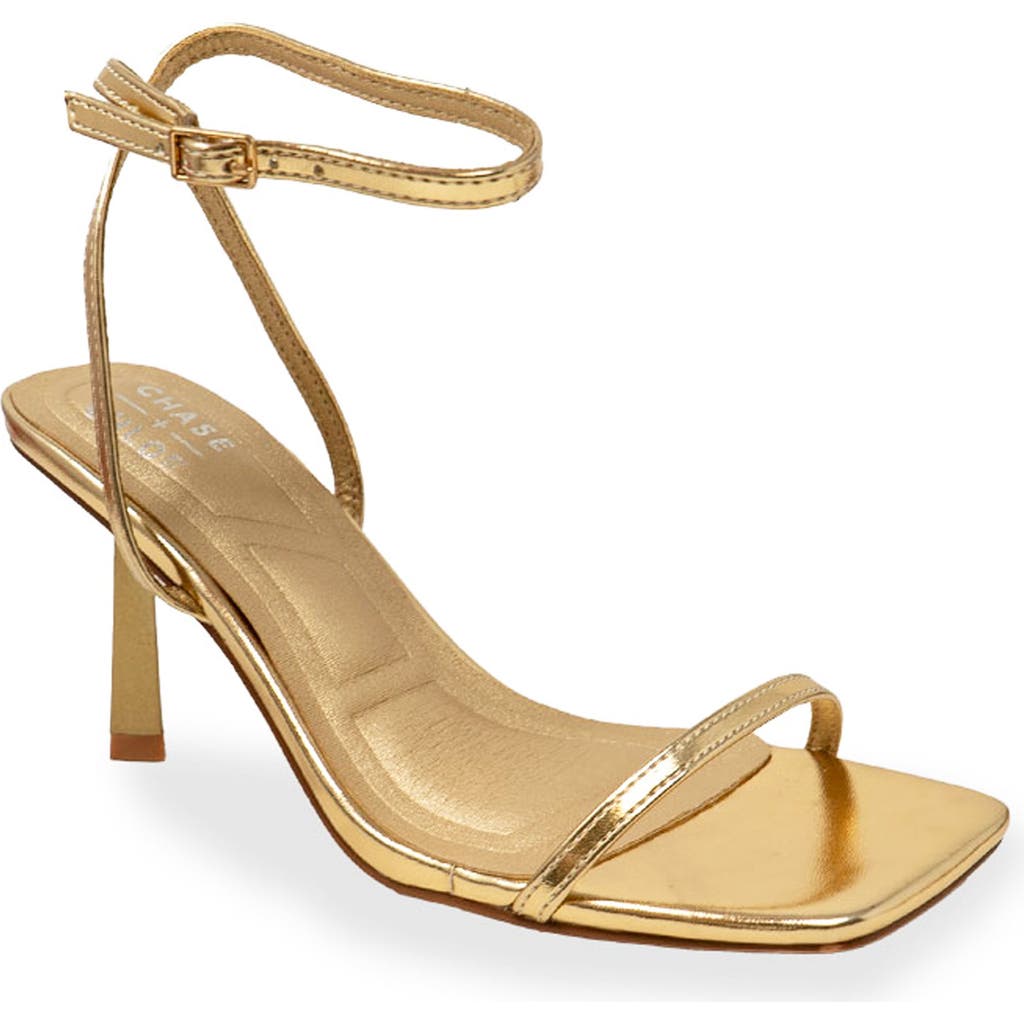 Chase & Chloe Chase And Chloe Richie Ankle Strap Sandal In Gold