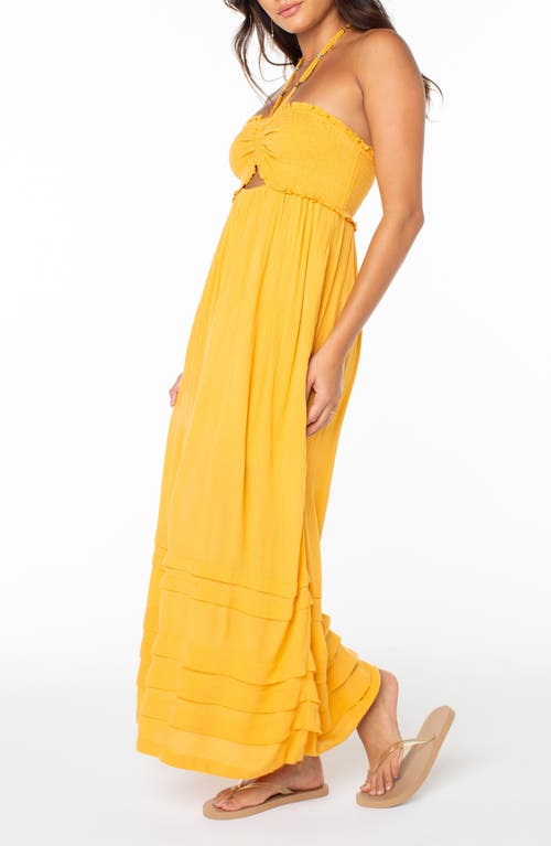 Roxy Saltwater Sweetness Convertible Maxi Dress In Yellow