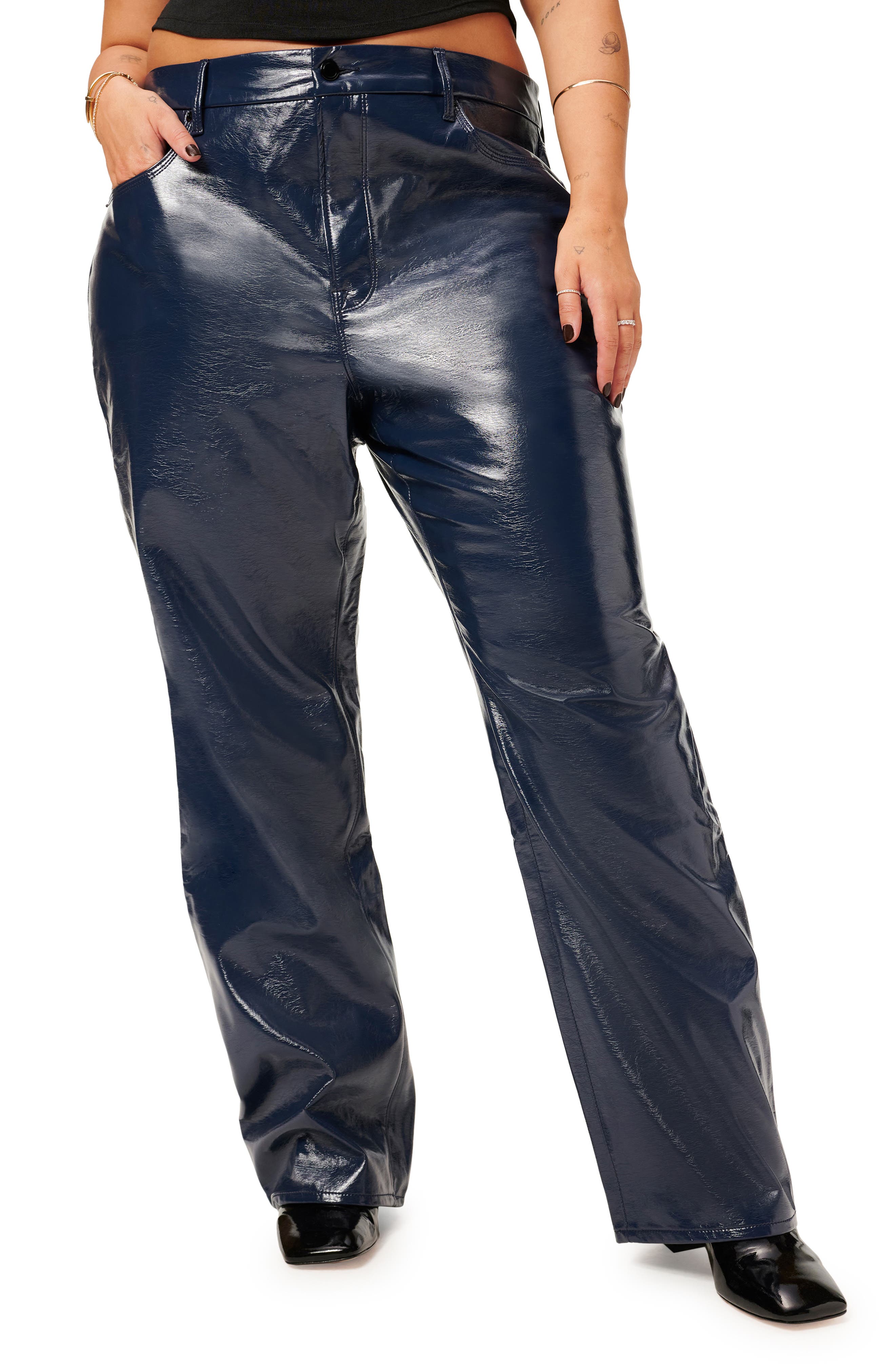 Good American Good '90s Vinyl Straight Leg Pants