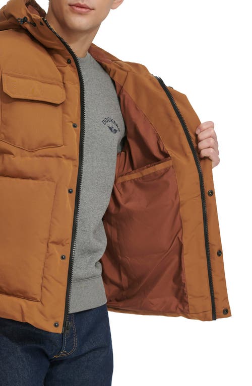 Levi's Water Resistant Hooded Quilted Puffer Jacket In Brown