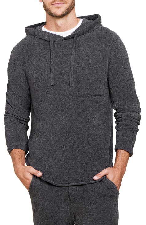 NEW Barefoot Dreams Men's CozyChic Lite newest Cable Hoodie in dove grey