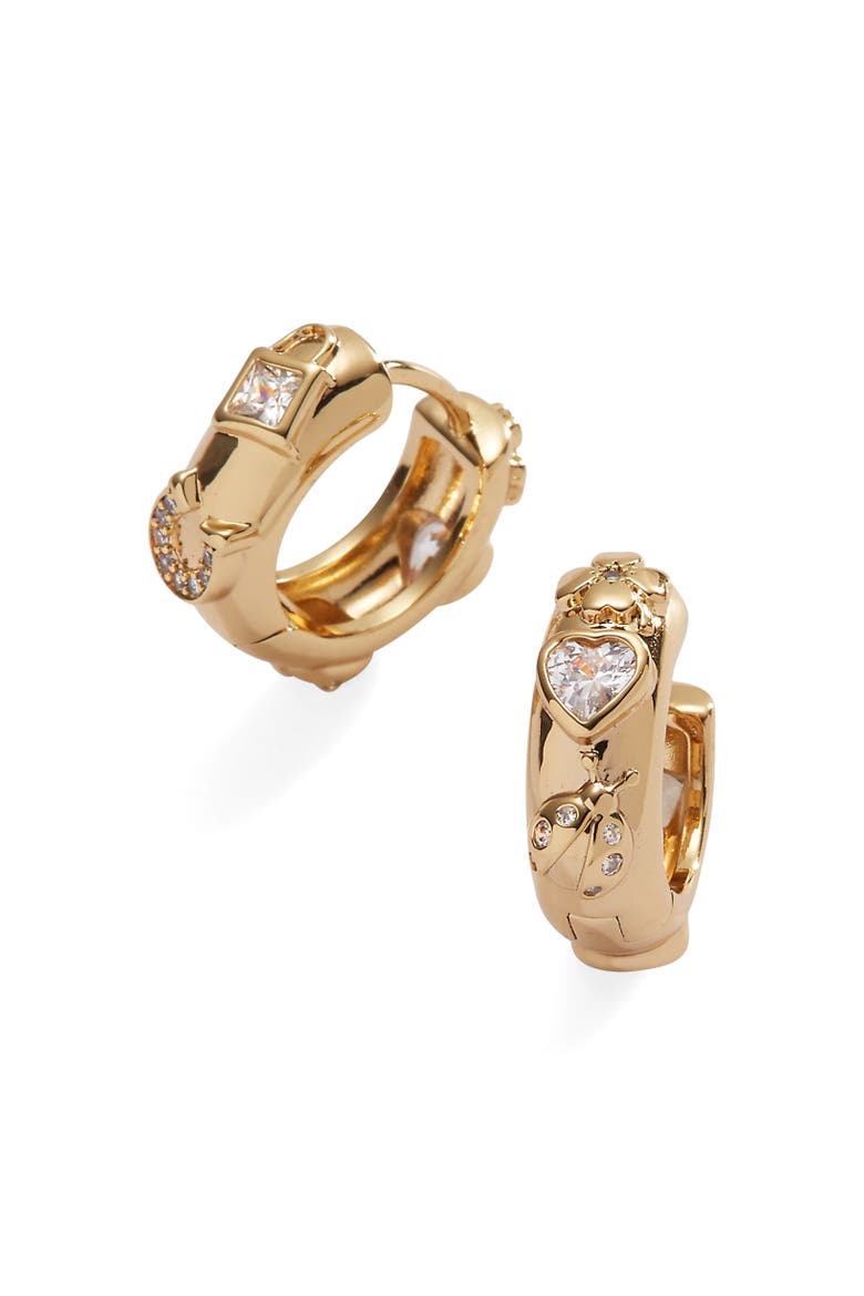 Love Luck Huggie Earrings, Main, color, Gold