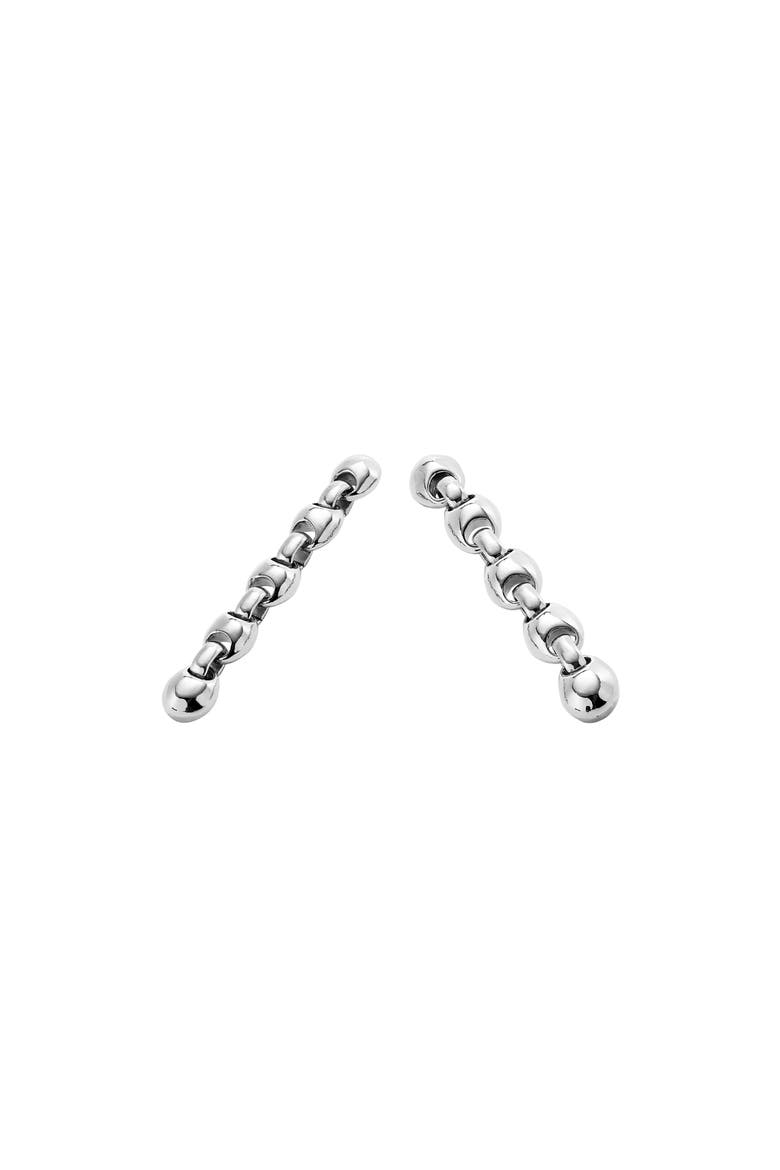 Long Earrings Plated in Sterling Silver with Ball-Shaped Links, Alternate, color, Silver