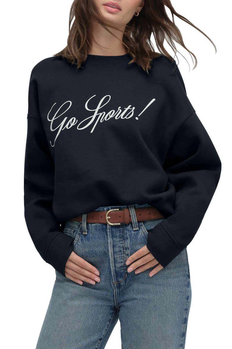 The Go Sports Cotton Blend Sweatshirt, Main, color, NAVY/ WHITE