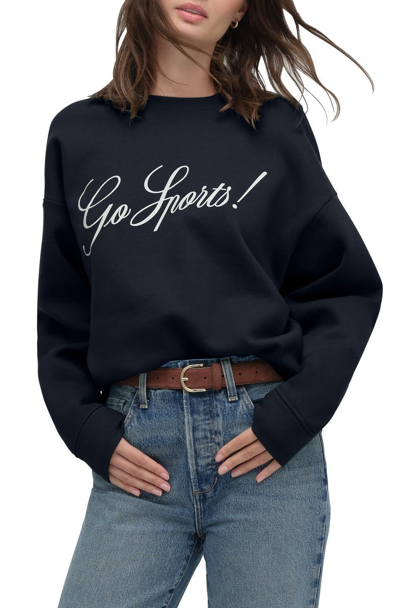 Favorite Daughter The Go Sports Cotton Blend Sweatshirt, Main, color, Navy/ White