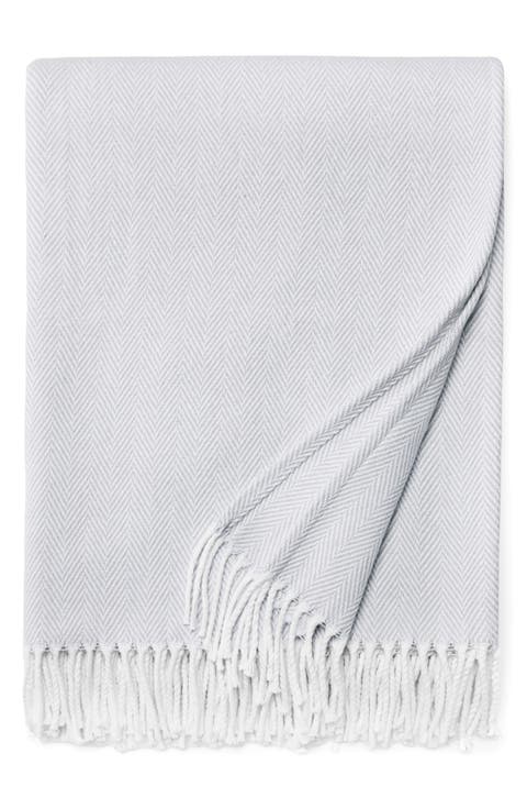 Celine Fringed Herringbone Cotton Throw