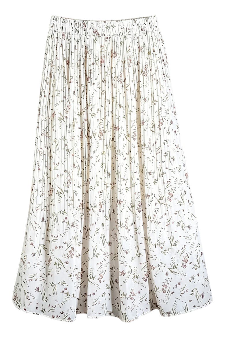 Ditsy Floral Pleated Skirt, Alternate, color, IVORY FLORAL