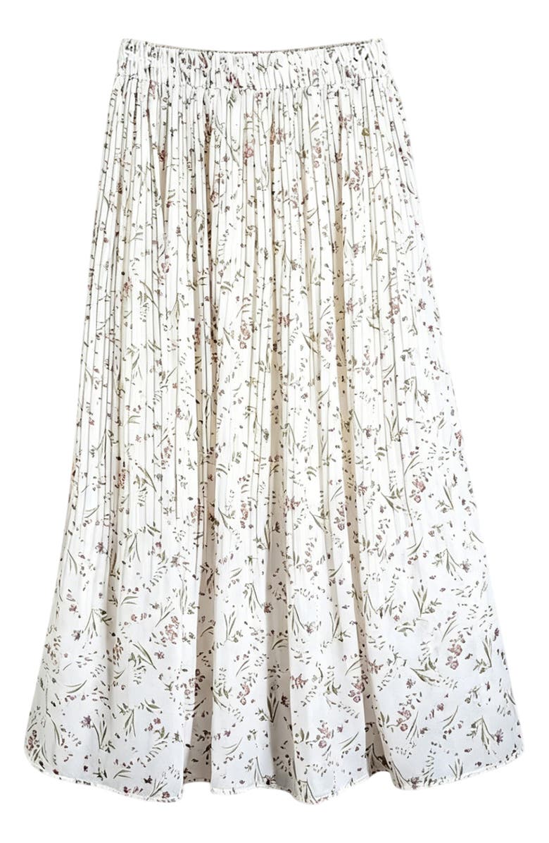 WDNY Ditsy Floral Pleated Skirt, Alternate, color, Ivory Floral