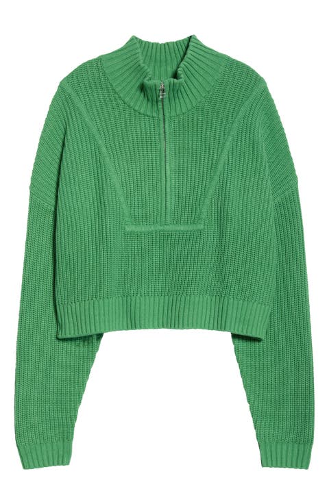 Hampton Crop Half-Zip Cashmere Sweater