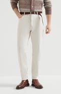 Brunello Cucinelli Garment-dyed denim iconic fit five-pocket trousers with rips