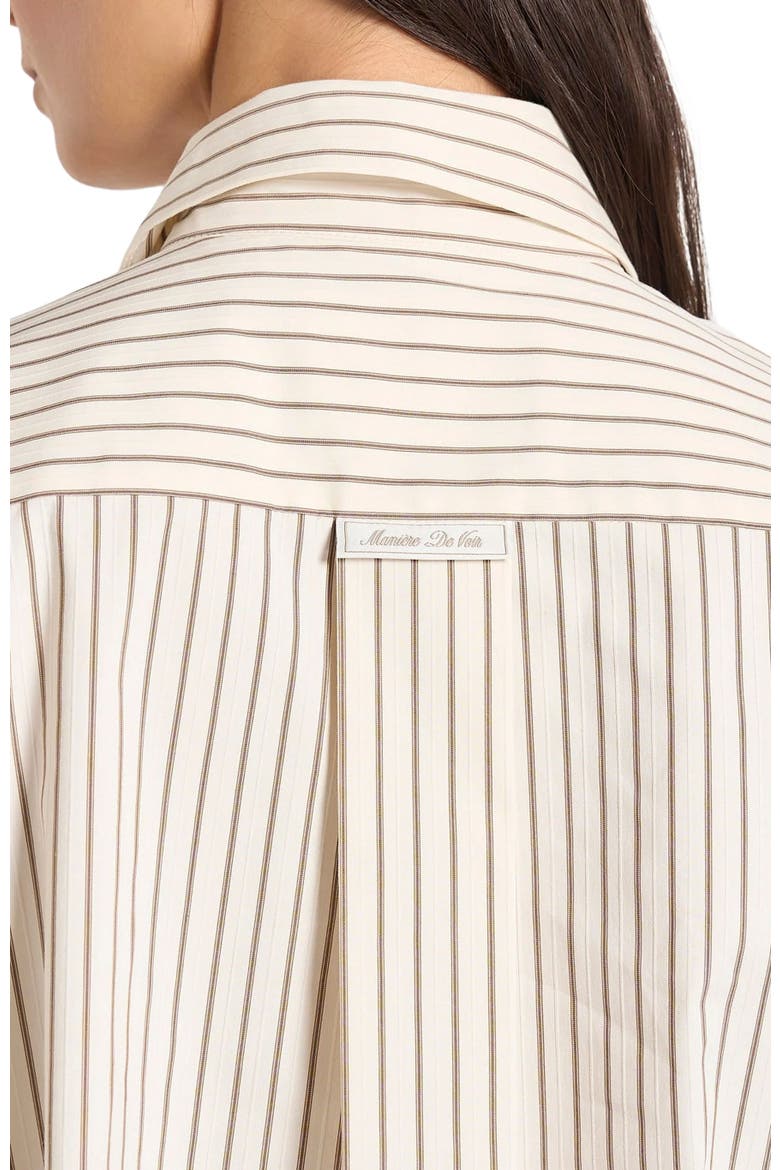Ronnie Unisex Pinstripe Long Sleeve Shirt, Alternate, color, Beige