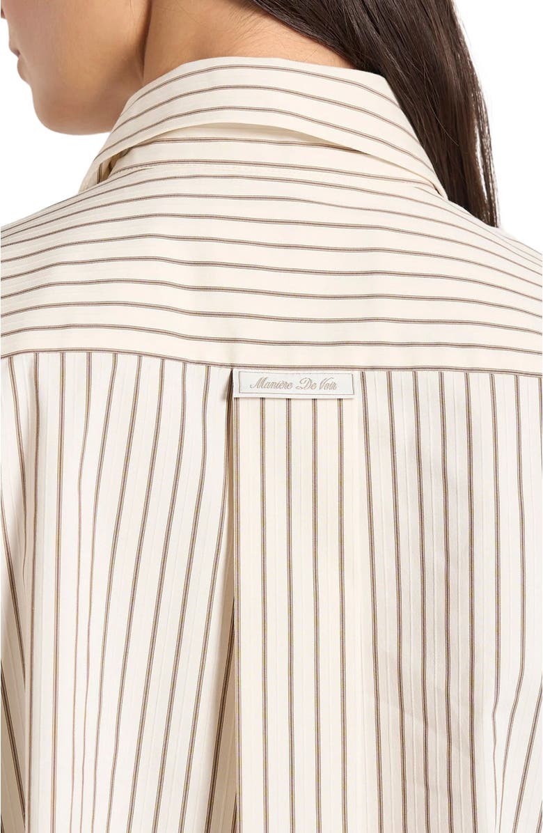 Manière De Voir Ronnie Unisex Pinstripe Long Sleeve Shirt, Alternate, color, Beige