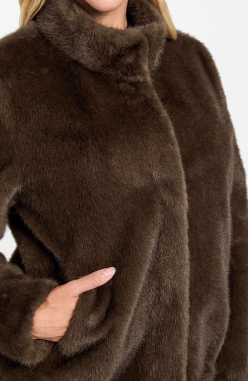 Guess Luna Faux Fur Jacket In Brown