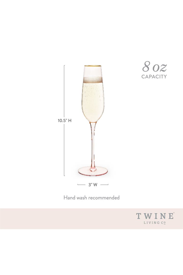 Rose Crystal Champagne Flutes Set of 2, Alternate, color, Pink