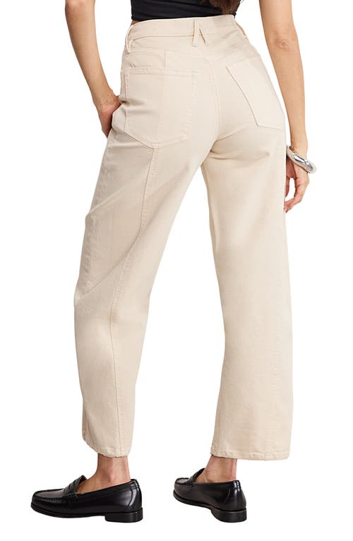Good American Cotton Blend Canvas Crop Barrel Leg Pants In Neutral