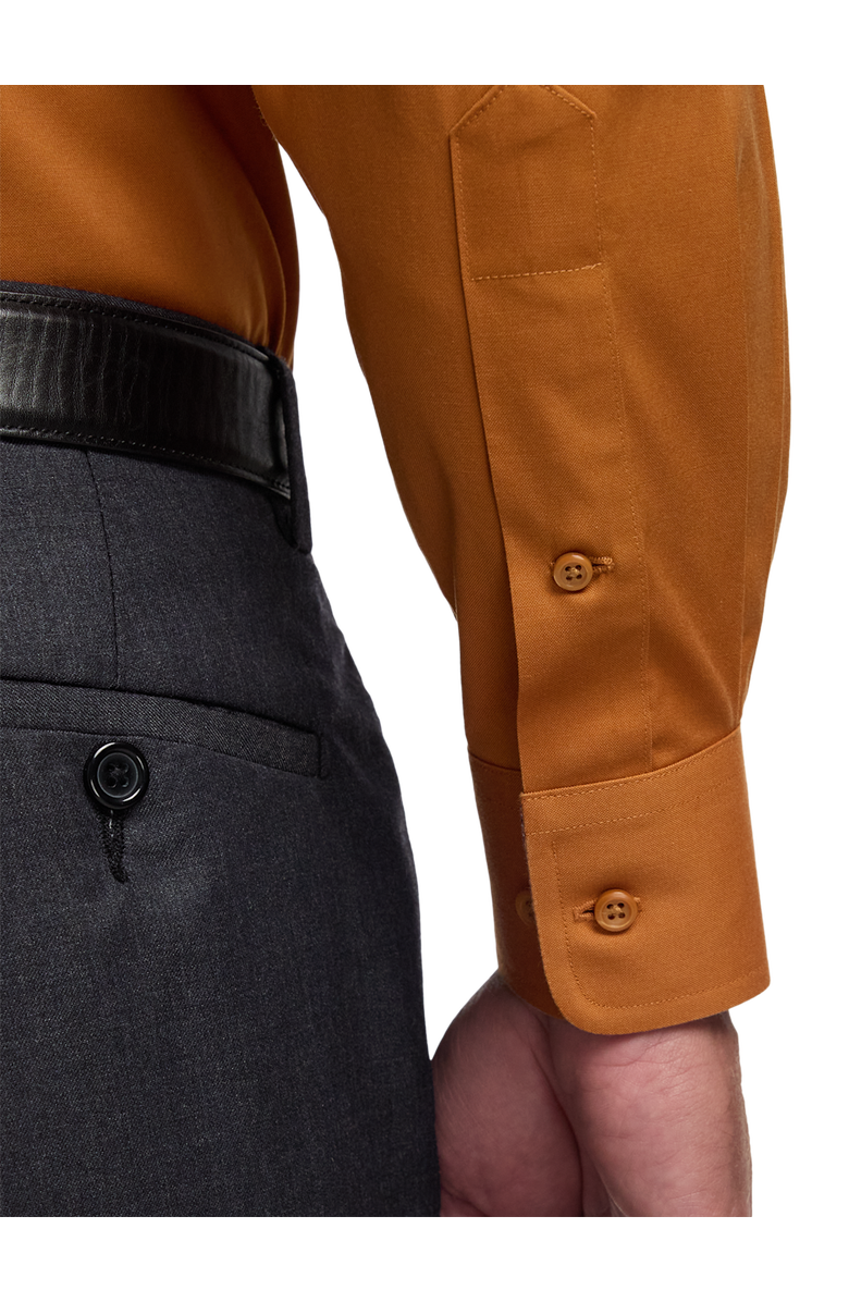 Paul Fredrick Slim Fit Comfort Stretch Non-iron Solid Dress Shirt With Contrast Trim, Alternate, color, Rust