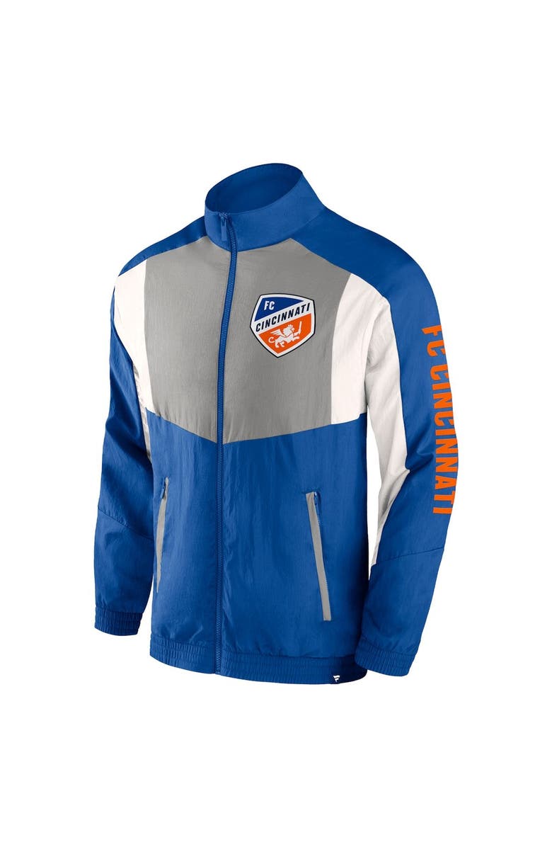 FANATICS Men's Fanatics Branded  Blue FC Cincinnati Net Goal Raglan Full-Zip Track Jacket, Alternate, color, 
