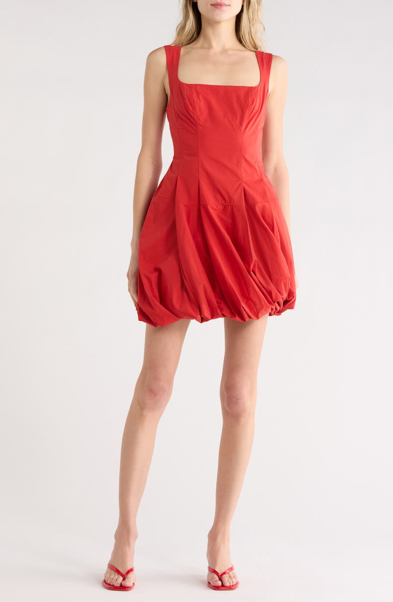 Simkhai Juni Bubble Hem Minidress, Main, color, Crimson
